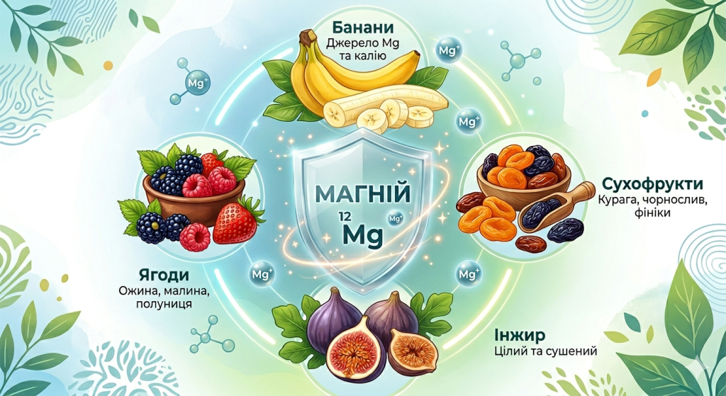 Фрукти багаті на магній як джерело спокою