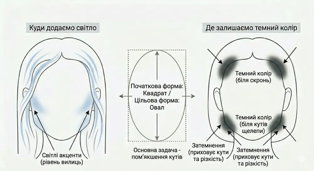 Контуринг волосся для квадратної форми обличчя