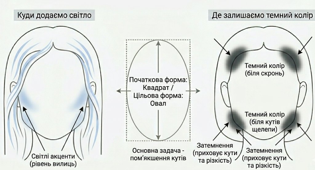 Контуринг для квадратної форми обличчя