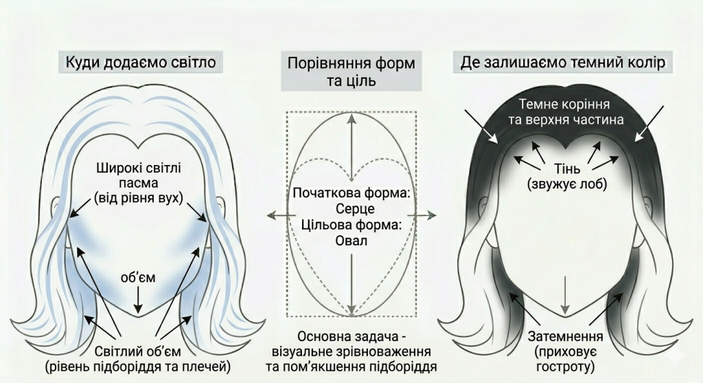 Контуринг волосся для трикутної форми обличчя