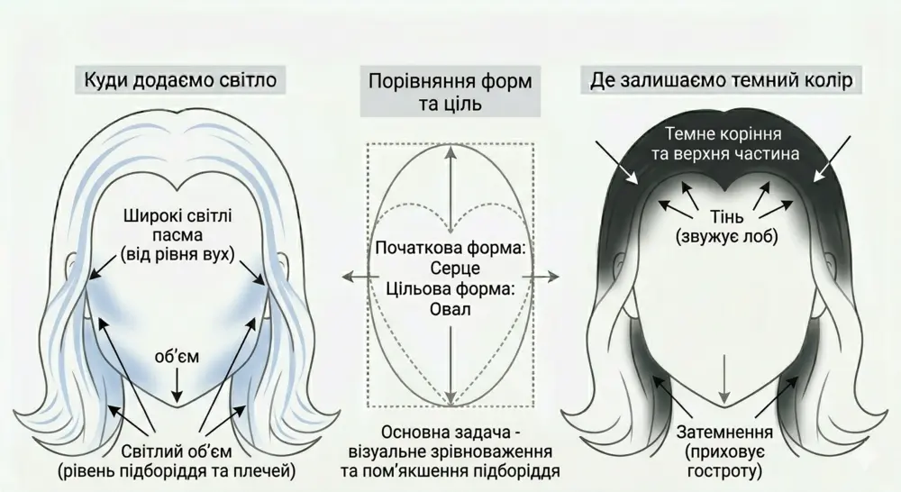 Контуринг волосся для трикутної форми обличчя