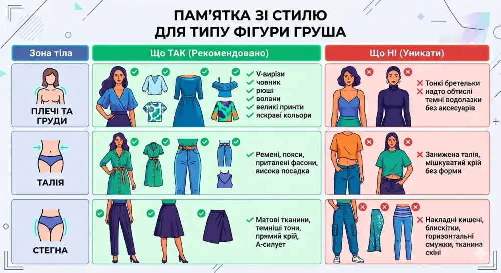 Поради зі стилю для фігури груша