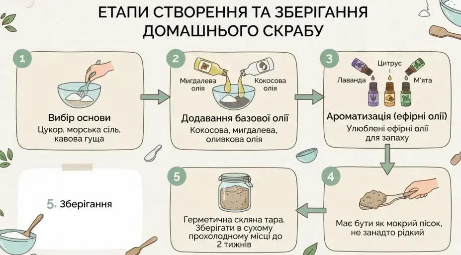 Етапи створення та зберігання домашнього скрабу для тіла