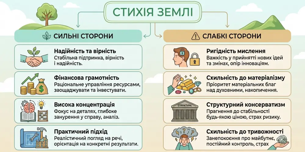 Характеристика знаків стихії землі  