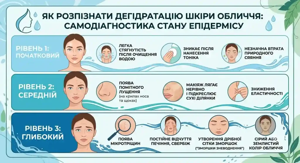 Ознаки дегідрованої шкіри