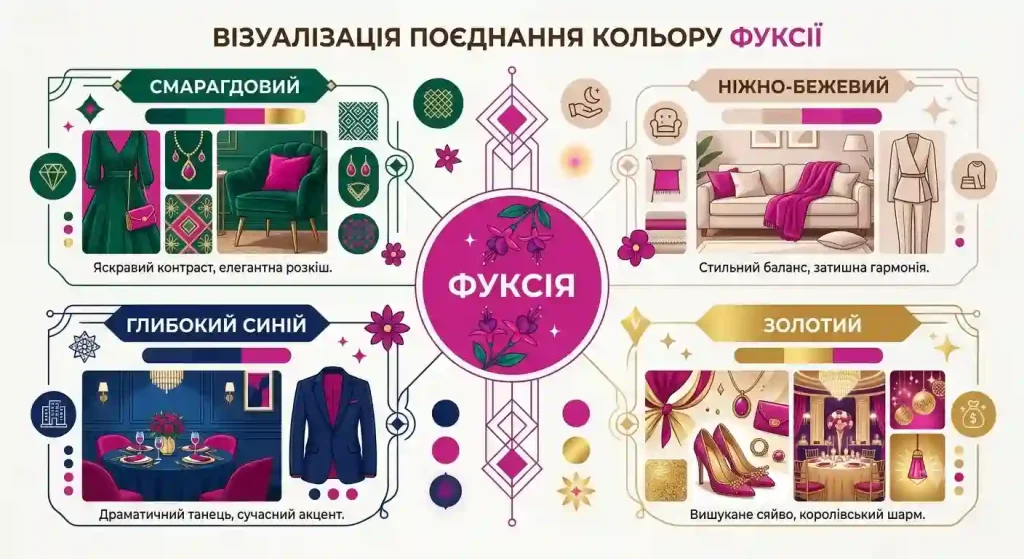 Поєднання кольору фуксії з іншими кольорами
