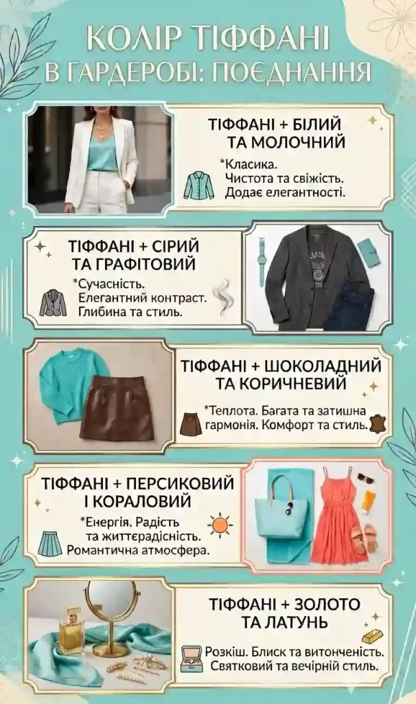 Колір тіффані_поєднання кольорів в гардеробі